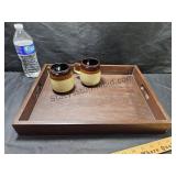 Wood Tray & Coffee Mugs