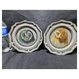 VTG Hand Painted Enesco Metal Plates