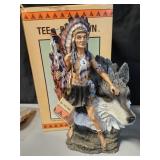 18 Inch Warrior & Wolf Statue