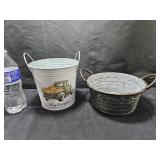 2 Metal Decorative Buckets