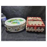 2 Older Sewing Boxes Red 1 Needs Feet