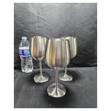3 Stainless Steel Wine Glasses