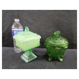 Green Glass Candy Dishes