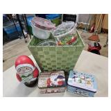 Plastic & Tin Storage W/Basket