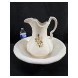 Ironstone Pitcher & Bowl Crazing, Sm Chip