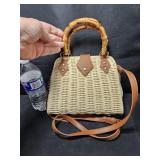 Woven Handbag W/Bamboo Handles