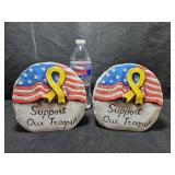 2 Support Our Troops Garden Flag Holders