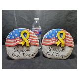 2 Support Our Troops Garden Flag Holders