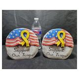 2 Support Our Troops Garden Flag Holders