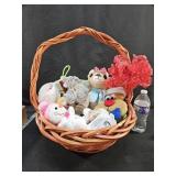 Basket Of Christmas Plush & Stockings