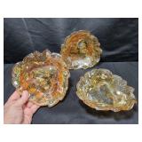 3 Carnival Indiana Glass Bowls
