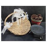Basket, Pinecones, Candle Holder