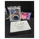 Lighted Mirror, Bag & Sponges
