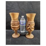 Carved Wood Vases