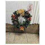 16 Inch Wreath & Stand Gold Bow
