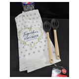 Kitchen Towel & 2 Spoons Together