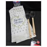 Kitchen Towel & 2 Spoons Together