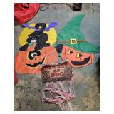 Large Halloween Flags & Beware Decor