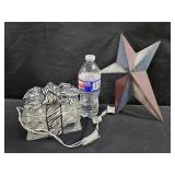 Lit Gift Block & Metal Star