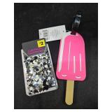 Bag Tag & Phone Pocket Blk & Gold