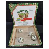 Wood Cigar Box & Ceramic Knob Thingys
