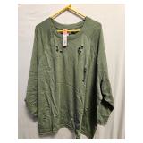 New Green Distressed Top SZ 3X