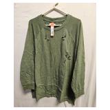 New Green Distressed Top SZ 1X