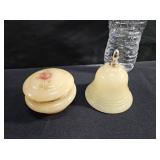 Vtg Alabaster Trinket Dish & Bell No Ringer