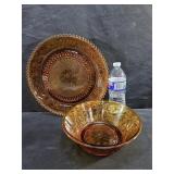 VTG Tiara Amber Bowl & Plate