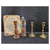 Candle Holders & Metal Tray