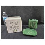 Rae Dunn Tissue Cover, Soap Dish ETC