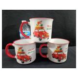 3 Large Christmas VW Mugs