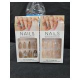 Fake Nails Brown & Pink