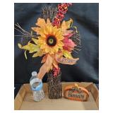 Fall Cross & Wood Pumkin