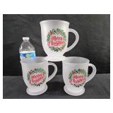 3 Frosted Glass Christmas Mugs