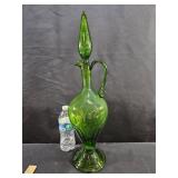 20 Inch Green Glass Decanter