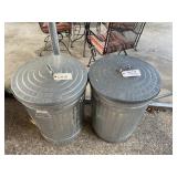 2 - Metal Trash Cans