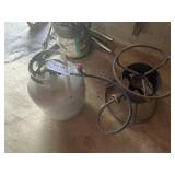Propane Tank, Burner, Metal Posts, Chair