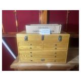 Wooden Toolbox & Contents