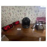 Clocks, Heater/Fan & more