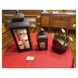 Lanterns w/Candles, Copper Pot