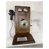 Vintage Oak Hand Crank Phone