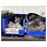 4-plastic bins of lawnmower parts