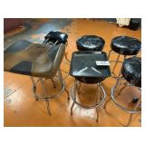 2 chairs, 1 rolling chair, 6- stools
