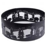 36" Bear and Pinetree Iron Fire Ring