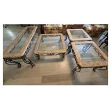 Wrought Iron/Marble & Glass Table Set