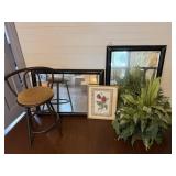 Mirrors, Stool, Pictures & Leaf Arrangement