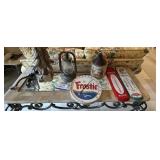Vintage Thermometers, Crock, Oil Lamp & more