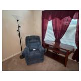 Rocker/Recliner, Pole Lamp & Table