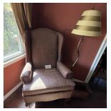 Armchair, Pole Lamp, Magazine Holder